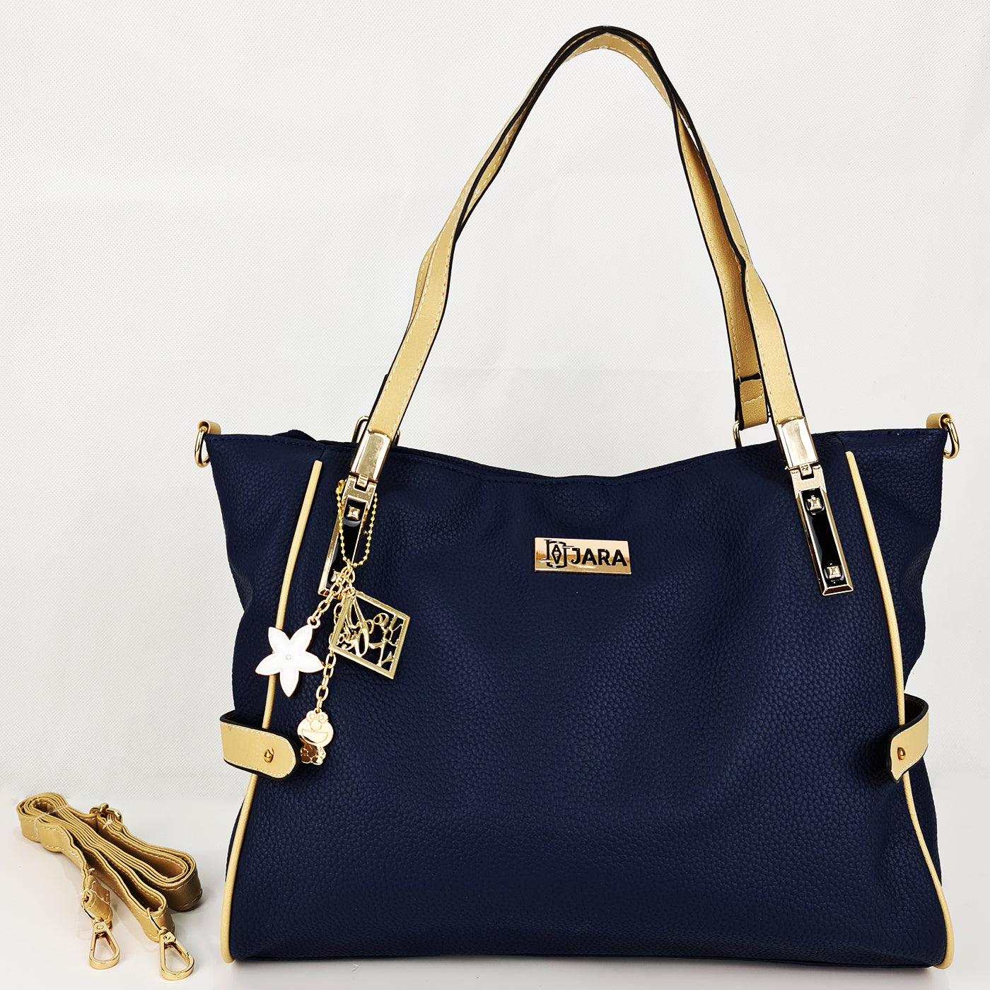 VENICE LEATHER TOTE BAG - NAVY BLUE