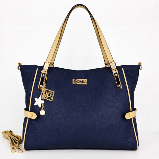 VENICE LEATHER TOTE BAG - NAVY BLUE